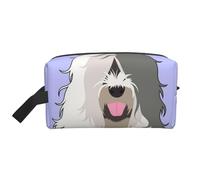 Organizador de cosméticos de Gran Capacidad con diseño de Perro Pastor inglés Antiguo, Neceser de Viaje para Mujer