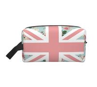Organizador de cosméticos de Gran Capacidad con diseño de Rosas inglesas y Bandera de la Union Jack, Neceser de Viaje para Mujer