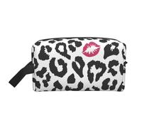 Organizador de cosméticos de Gran Capacidad con Estampado Animal y Forma de Beso, Neceser de Viaje para Mujer.