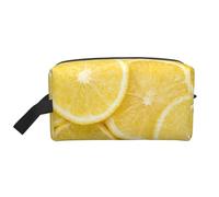Organizador de cosméticos de Gran Capacidad con Estampado de limón Amarillo, Neceser de Viaje para Mujer