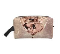Organizador de cosméticos de Gran Capacidad con Lentejuelas de Cobre Dorado y Rosa, Bolsa de Maquillaje de Viaje para Mujer