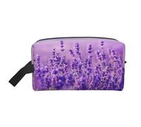 Organizador de cosméticos de Gran Capacidad con Paisaje de Flores de Lavanda y Morado, Neceser de Viaje para Mujer.