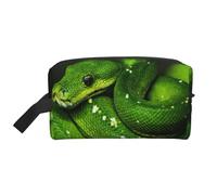 Organizador de cosméticos de Gran Capacidad, diseño de Serpiente Verde Reptil, Neceser de Viaje para Mujer