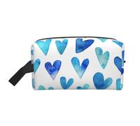 Organizador de cosméticos de Gran Capacidad, Elegante y romántico, con diseño de corazón Azul, Ideal para Viajes de Maquillaje y para Mujer.