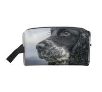 Organizador de cosméticos de Gran Capacidad, Neceser de Viaje para Mujer, diseño de Cocker Spaniel Inglés con Orejas Grandes y rizadas, Color Negro