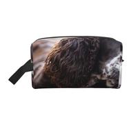 Organizador de cosméticos de Gran Capacidad, Neceser de Viaje para Mujer, diseño de Perro Cocker Spaniel inglés, Color marrón y Blanco Rizado.