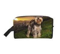 Organizador de cosméticos de Gran Capacidad, Neceser de Viaje para Mujer, diseño de Schnauzer, Perros, Mascotas y montañas.