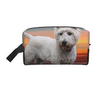 Organizador de cosméticos de Gran Capacidad, Neceser de Viaje para Mujer, diseño de West Highland White Terrier, montañas, Color Blanco