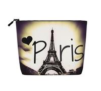 Organizador de cosméticos de la Torre Eiffel Love Paris, bolsa grande de cáñamo falso, resistente al agua, bolsa con cremallera para viajes diarios
