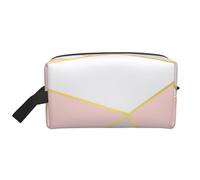 Organizador de cosméticos geométrico Rosa y Gris de Gran Capacidad, Neceser de Viaje para Mujer