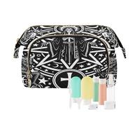 Organizador de cosméticos gótico, estético, luna, cruz, esqueleto, impermeable, bolsa de maquillaje para brochas de maquillaje
