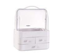 Organizador de cosméticos moderno, bandeja de almacenamiento de maquillaje, organizador con asa y cajón de encimera (color: gris) (Color: ), White