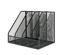 Organizador de cuadernos separador vertical de metal con 4 compartimentos | Portaarchivadores y organizador de casa, aula, estudiante, casillero, estante, biblioteca, tapa de negro