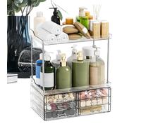 Organizador de Cuarto de Baño - Metal acrílico 2 Nivel Tamaño | Organizador De Maquillaje Encimera Con Almacenamiento Cajón, Cuidado De La Piel, Uso de la Vanidad | Organizador Cosmético Para Uso En