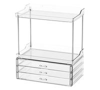 Organizador de Cuarto de Baño - Metal acrílico 2 Nivel Tamaño | Organizador De Maquillaje Encimera Con Almacenamiento Cajón, Cuidado De La Piel, de la Vanidad | Organizador Cosmético Para En