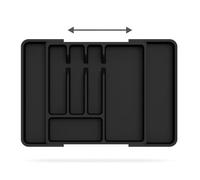 Organizador de Cubiertos, Bandeja para Cubiertos Extensible, Cubertero para Cajón para Menaje, Organizador de Cubertería Ajustable y Compacto para Cucharas Tenedores Cuchillos. 27,5 hasta 44,2