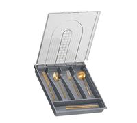 Organizador de cubiertos con diseño de tapa segura, diseño interior espacioso, gestión ordenada del almacenamiento, función de cola larga, contenedor de almacenamiento