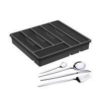 Organizador de cubiertos con tapa, bandeja de almacenamiento para cubiertos, soporte de 6 compartimentos, caja de cubiertos cubierta, solución de almacenamiento de utensilios de cocina, divisor de