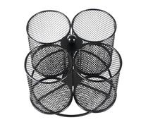 Organizador de cubiertos de metal giratorio de 360°, estante de malla de 4 compartimentos, soporte de cubiertos de 6.3 x 6.3 x 5.51 pulgadas, ahorra espacio para encimeras de cocina, escritorios de