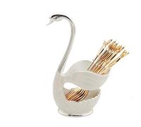 Organizador de cubiertos de - Soporte de cuchara de bifurcación de tipo Swan Western Swan | Estante de base de aleación de zinc decorativo para la cena de la vajilla | Elegante soporte de visual