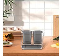 Organizador de cubiertos multifuncional con base extraíble, solución conveniente para almacenamiento de cocina (plateado)