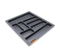 Organizador de cubiertos multiusos gris para cajones de cocina, fabricado en Alemania, 54 x 48 cm, cajones de plástico, color gris pizarra
