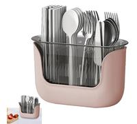 Organizador de cubiertos: recipiente para utensilios extra grande, soporte para compartimento transparente, organizador de cocina resistente | recipiente funcional con espátula para salsa, cuchara