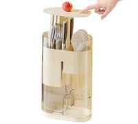Organizador de cubiertos - Soporte para cuchara y tenedor | Organizador de utensilios | Cesta de almacenamiento multifunción con compartimento separado, bandeja de drenaje para palillos para encimera