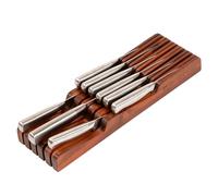 Organizador de cuchillos de cocina de madera de acacia, con capacidad para 5 cuchillos largos + 6 cortos (no incluidos), se adapta a la mayoría de tamaños de cuchillos, patas de goma, acabado seguro