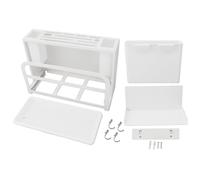 Organizador de Cuchillos de Cocina, Gran Capacidad, Soporte de ABS y Acero, Blanco - Doble Función Mostrador y Pared, Clips Magnéticos, Ideal para Cocina Organizada