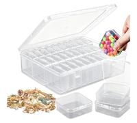 Organizador de cuentas transparentes - Juego de cajas grandes apilables, estuche modular de almacenamiento de joyas de polipropileno, contenedor divisor ligero para manualidades, joyería y organizador