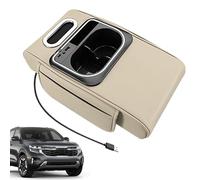 Organizador de de Coche, Elevador de portavasos con alfombras, Organizador de con Bolsillo Lateral, luz Ambiental, Puerto USB | para Interior SUV,