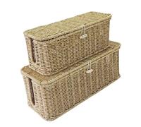 Organizador De De Ratán - Caja De Regleta De Enchufes 2 X, Soporte De Almacenamiento De Hecho a Mano, Estuche De Extensión | Elegante Ocultador De Para Enrutador De Compu