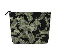 Organizador de dinero con signo de dólar para mujer, bolsa de cosméticos de cáñamo falso, gran capacidad, con cremallera