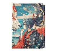 Organizador de documentos de viaje de cuero para pasaporte y tarjeta de vacunación, protector para pasaporte con bloqueo RFID, impermeable para mujeres y hombres, Wolf Girl Fantasy Art, 1 size