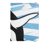 Organizador de documentos de viaje de cuero para pasaporte y tarjetas de vacunación, funda protectora para pasaporte, funda esencial impermeable, Penguin Wave Art, 1 size, Moderno