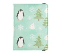 Organizador de documentos de viaje de cuero para pasaporte y tarjetas de vacunación, funda protectora para pasaporte, funda esencial impermeable, Patrón de nieve de pingüino, 1 size, Moderno