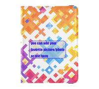 Organizador de documentos de viaje de piel con diseño geométrico plano y colorido, para pasaporte y tarjetas de vacunación, funda protectora impermeable, plano geométrico colorido, 1 size