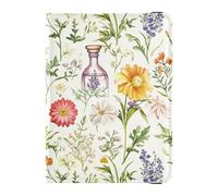 Organizador de documentos de viaje para pasaporte y vacunación con diseño de flores silvestres y plantas, funda tipo cartera para viajes, esencial e impermeable