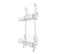 Organizador de Ducha Colgante de Plexiglás REGPLEX - 2 Estantes para Champú, Gel y Jabón - Estantería Transparente sin Taladro para Mampara o Puerta