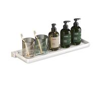 Organizador de ducha de alta calidad, estante flotante montado en la pared, aluminio plegable para baño, lavandería y cocina, instalación sin taladros, elegante estante negro/blanco (40 cm)