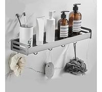 Organizador de ducha de aluminio espacial, estante de baño montado en la pared con barra de toalla y ganchos de cocina, organizador flotante para almacenamiento de cosméticos y botellas de condimentos