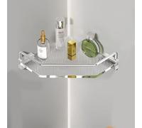 Organizador de ducha de esquina de acrílico, estante de trípode montado en la pared para almacenamiento de baño, organizador plateado de 3 niveles para toallas y botellas de condimentos (plata, 1 capa