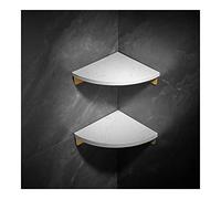 Organizador de ducha de mármol blanco de lujo, estante de esquina de aluminio para baño, soporte de piedra de latón, estante de almacenamiento de pared de inodoro de doble nivel, elegante nizer
