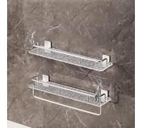 Organizador de ducha esquinero acrílico sin taladros, elegante estante de baño montado en la pared para almacenamiento de toallas, cosméticos y champú (una combinación de 2 piezas de 40 cm)