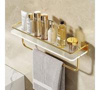 Organizador de ducha esquinero dorado cepillado - Estante acrílico montado en la pared para cosméticos de baño, toallas y botellas de condimentos - Organizador multifuncional de 30 cm