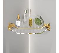 Organizador de ducha esquinero, estante acrílico montado en la pared para almacenamiento, diseño de trípode para una fácil organización, acabado dorado, ideal para ducha, cocina y almacenamiento de