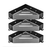 Organizador de ducha esquinero, estante triangular de 4 capas montado en la pared para almacenamiento de baño y cocina, estantes flotantes inoxidables con gancho para pasta de dientes y champú (gris