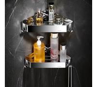 Organizador de ducha esquinero, estante triangular de 4 capas montado en la pared para almacenamiento de baño y cocina, estantes flotantes inoxidables con gancho para pasta de dientes y champú