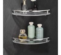 Organizador de ducha esquinero, estantes flotantes de trípode acrílico montado en la pared para almacenamiento de baño y cocina, estante de esquina de 3 capas resistente al óxido para cosméticos y
